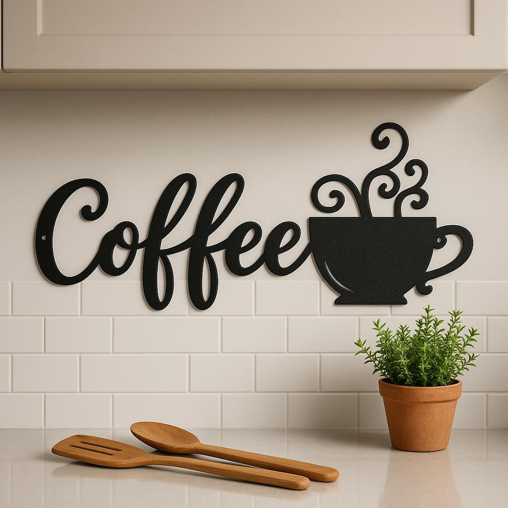 Coffee Metal Wall Decor Sign,Iron Art Silhouette Mug,Upgrade Your Wall Aesthetic